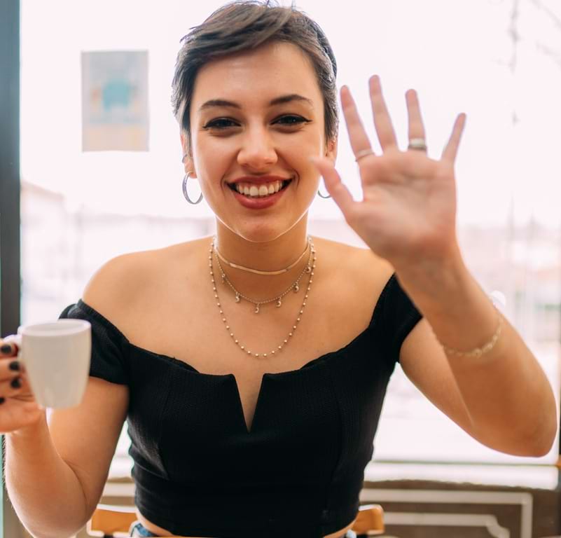 Confident older woman with younger man